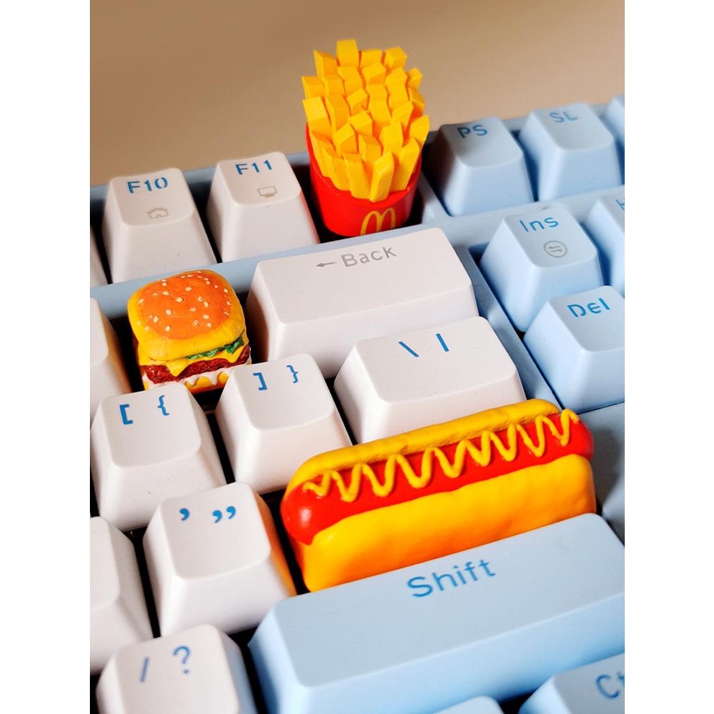 麥當勞漢堡薯條個性鍵帽3D列印樹脂材質純手工上色美食回車鍵黃色