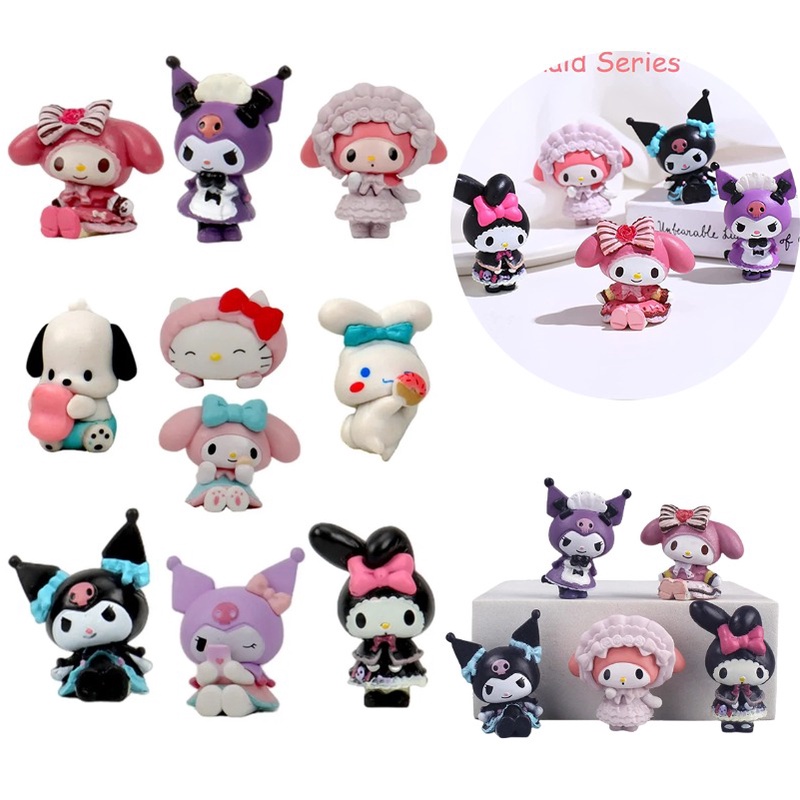 5 件裝可愛 Kuromi 動漫人物套裝,迷你卡通旋律 Kuromi 動物蛋糕裝飾,PVC 模型公仔玩具娃娃,派對用品