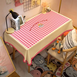 可愛的美式桌布格子蕾絲格子桌墊餐墊桌布