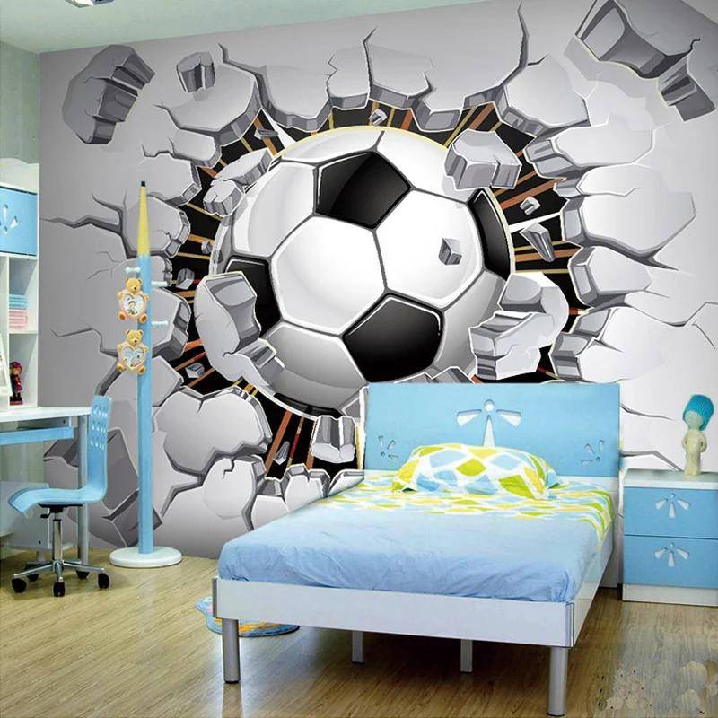 定制壁畫貼紙3d足球運動創意藝術牆畫客廳臥室電視背景照片壁紙足球