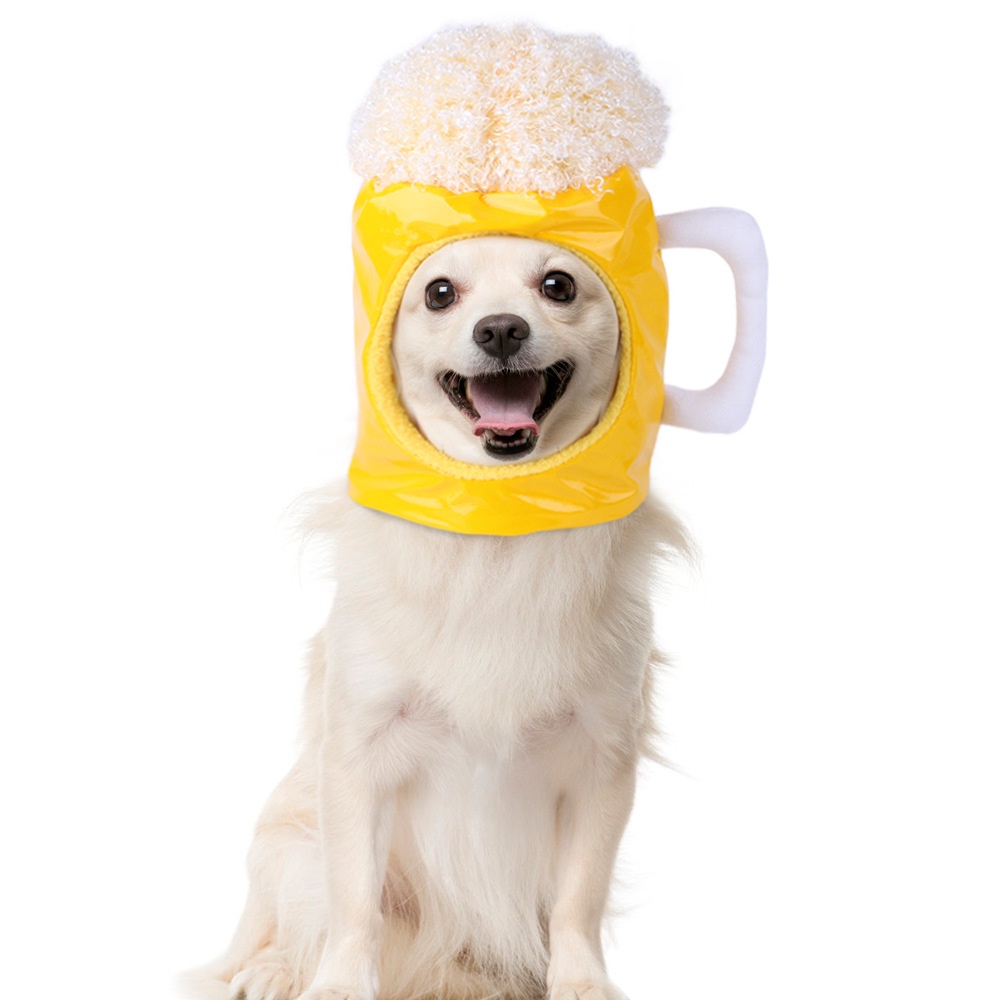Pawsfun寵物啤酒造型帽 狗狗新年搞怪裝扮頭飾 貓咪啤酒帽頭套