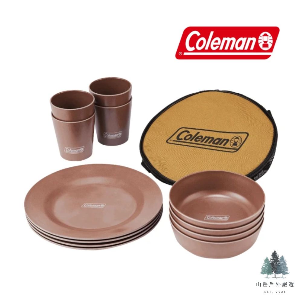 [現貨] Coleman 四人份 餐具組 CM-38927 環保餐具 竹野餐盤  露營 餐盤 碗 盤子 杯子