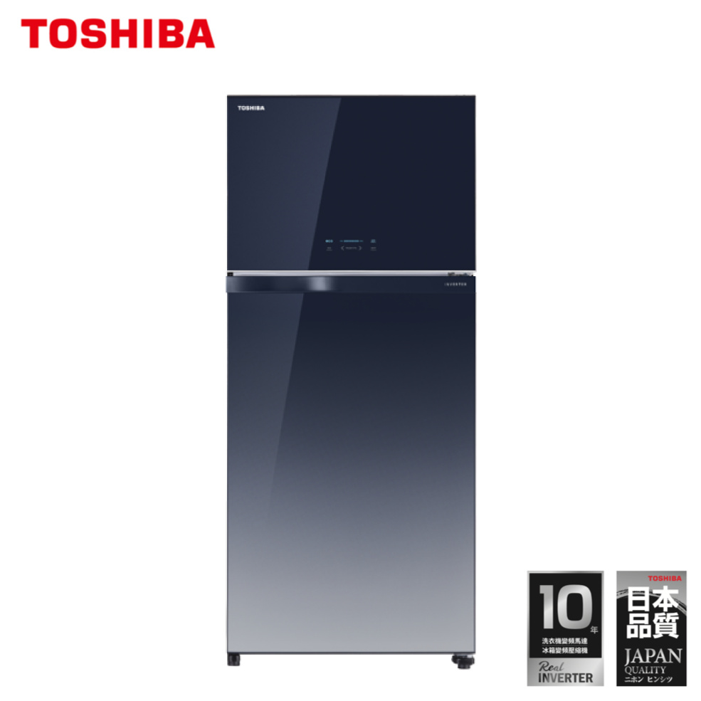 TOSHIBA 東芝 608L 無邊框玻璃鏡面 雙門變頻冰箱 漸層藍 GR-AG66T(GG)