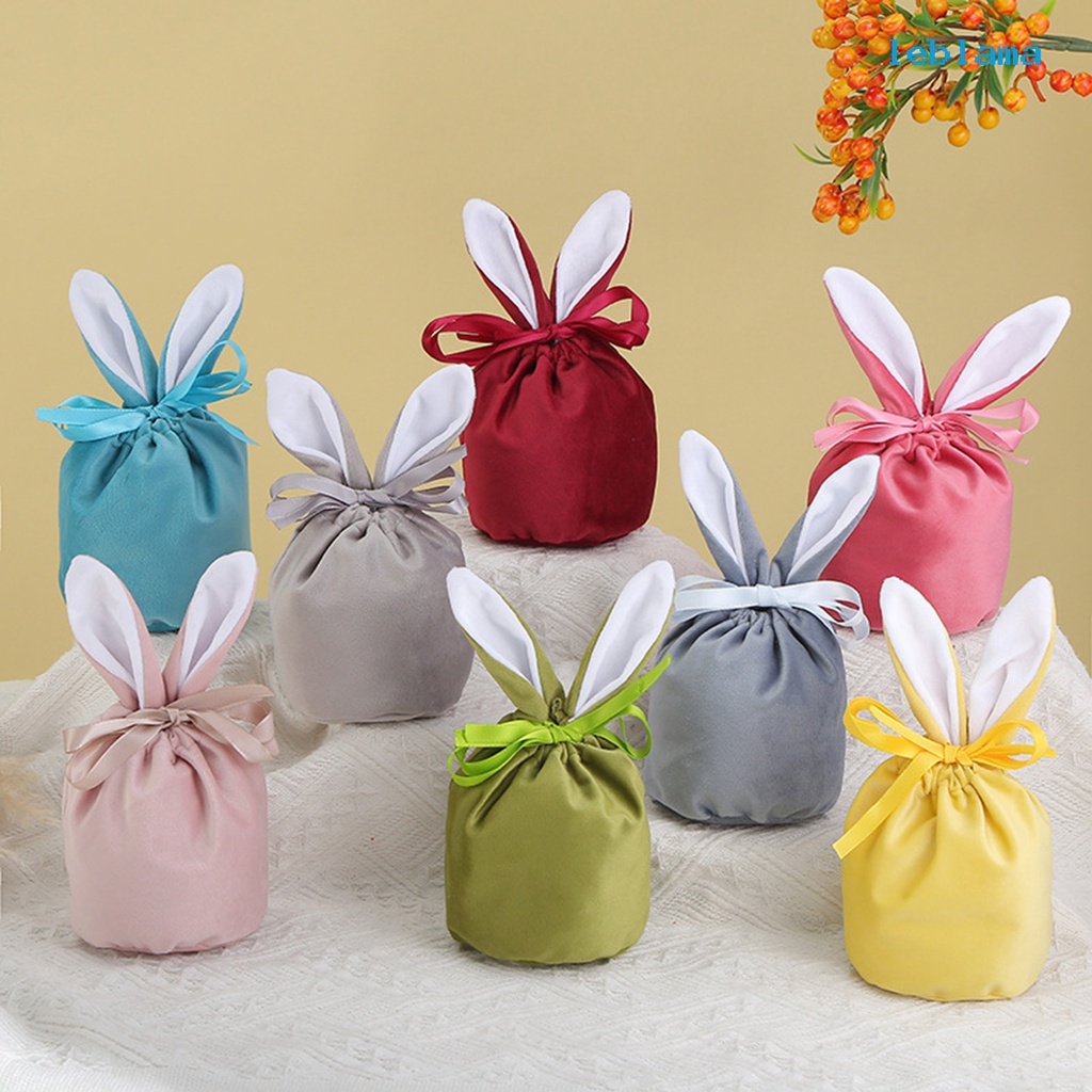 [LBA]兔耳朵絲絨袋子  糖果袋 創意ins風手復活節禮物包裝袋