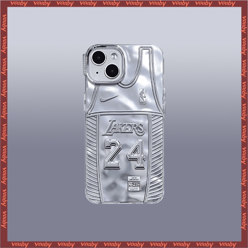 經典火爆街頭時尚kobe NBA球衣水波紋電鍍金屬鏡框情侶手機殼適用於IPhone14ProMax 14 14Pro 1