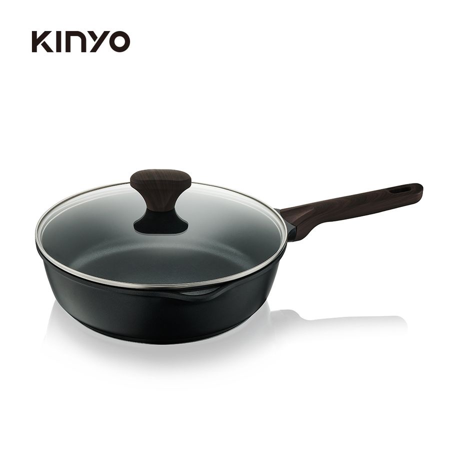 KINYO PO-2435B陶瓷不沾平煎鍋/ 28cm/ 黑 eslite誠品