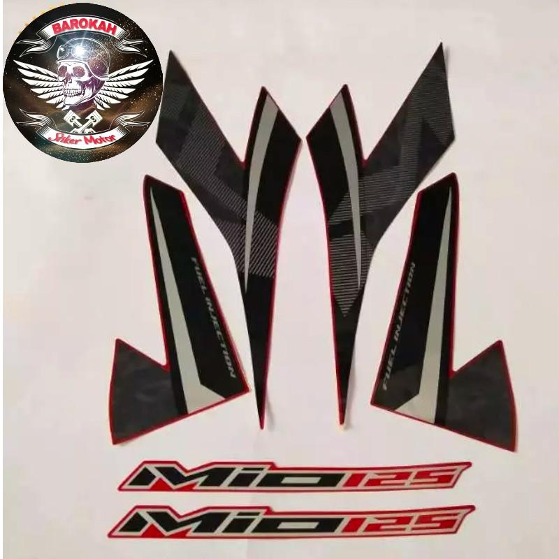 山葉 Merah Ajs 條紋摩托車貼紙雅馬哈 Mio m3 125 mio125 2018 紅色車身標準貼紙全身套裝