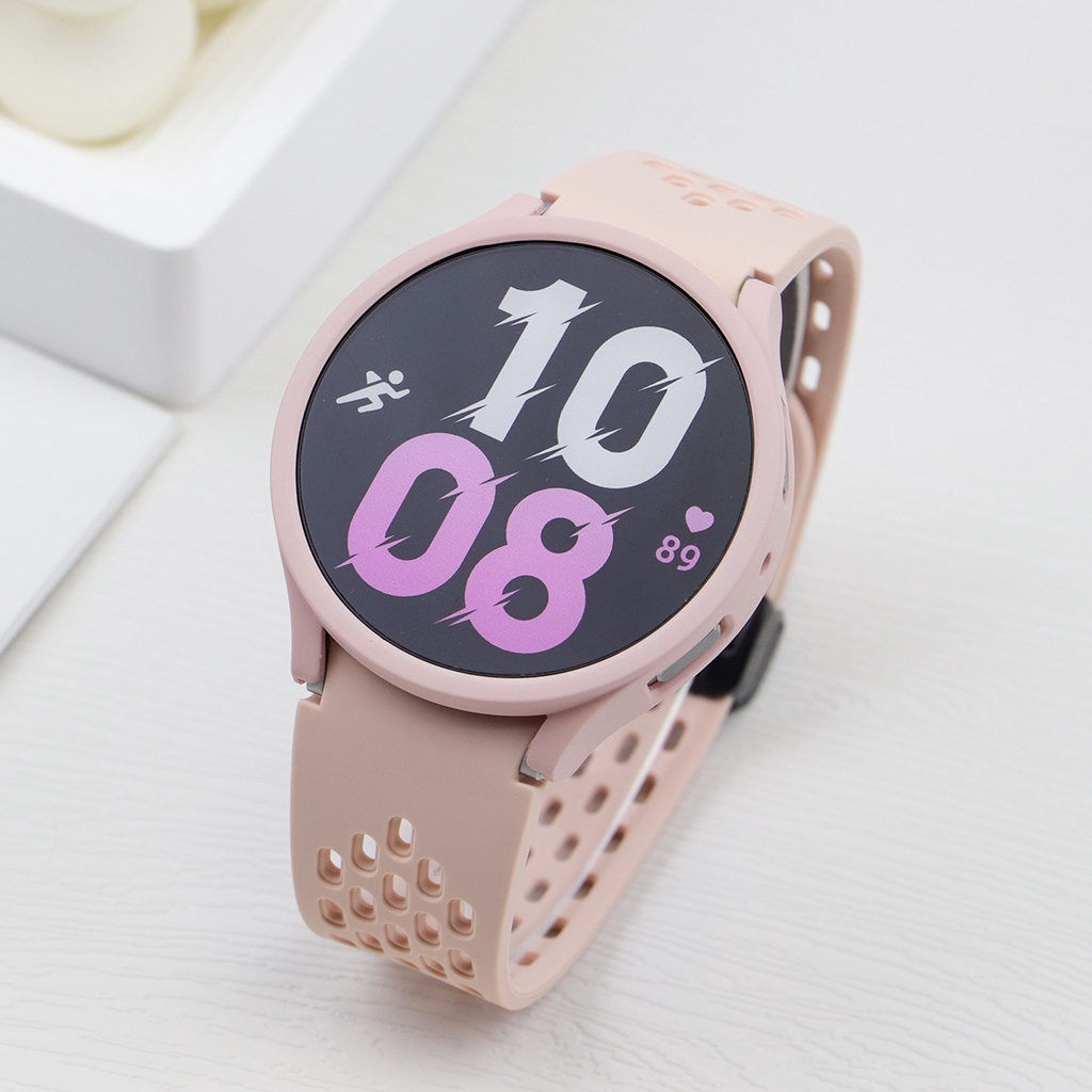 SAMSUNG 矽膠錶帶 PC 鏤空手錶透氣運動手鍊錶帶適用於三星 Galaxy Watch 6 經典 43/47mm