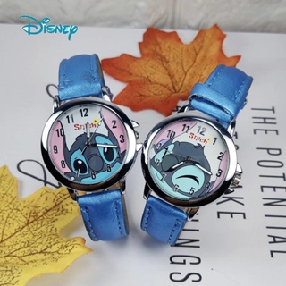 迪士尼 Disney Stitch 兒童手錶 Ctue 動漫防水皮革手錶兒童時鐘玩具男孩女孩節日生日