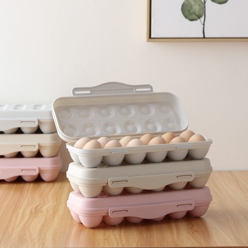【耐用】帶蓋卡扣式雞蛋盒戶外便攜防震防摔塑膠雞蛋託家用冰箱保鮮收納盒