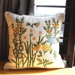 田園刺繡抱枕套 沙髮靠背墊套方形靠枕腰枕套 抱枕
