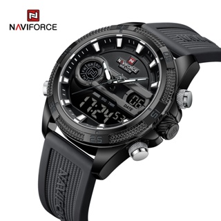 Naviforce 9223 男士石英豪華數字 LED 男時鐘軍事運動原創矽膠經典手錶