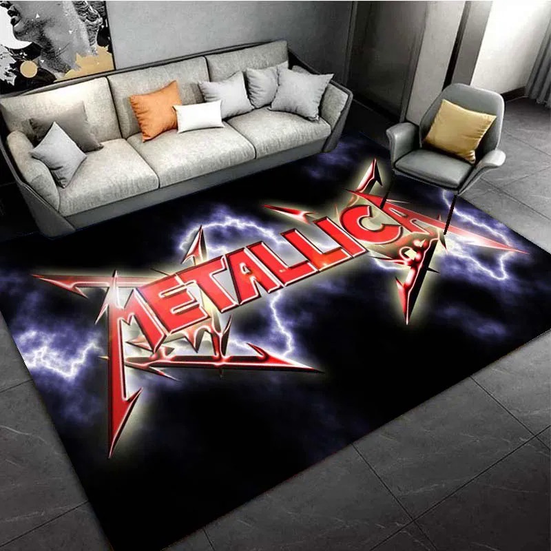 M-metallica重金屬搖滾樂隊區域地毯客廳裝飾地毯兒童音樂遊戲室墊子防滑地毯