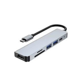 阿絨生活 Type-C HUB｜轉HDMI+USB+SD卡 六合一轉接器｜RN-HUB04