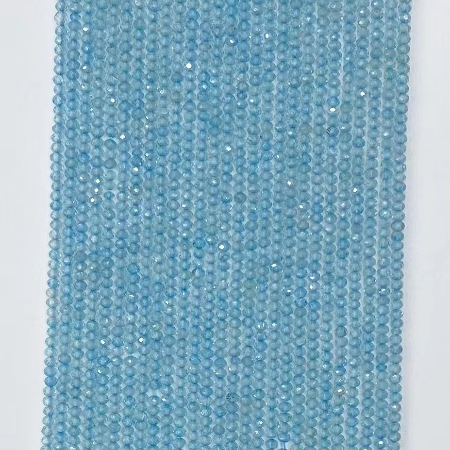 KY- 廠家批發天然藍托帕算盤珠切角 托帕石扁珠切面刻面散珠飾品配件