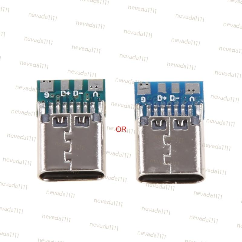 ʚ Ne ɞ 2 件 Micro USB Type-C 連接器 16 針母頭焊接插孔插座,用於數據傳輸充電 180 垂直