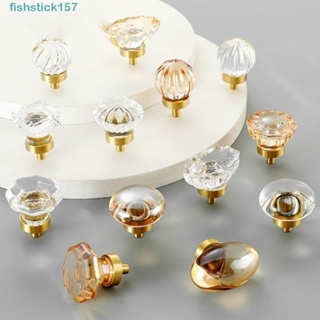 157FISHSTICK廚櫃旋鈕,單孔水晶玻璃家具把手,香檳色/透明黃金基地奢侈品抽屜拉手