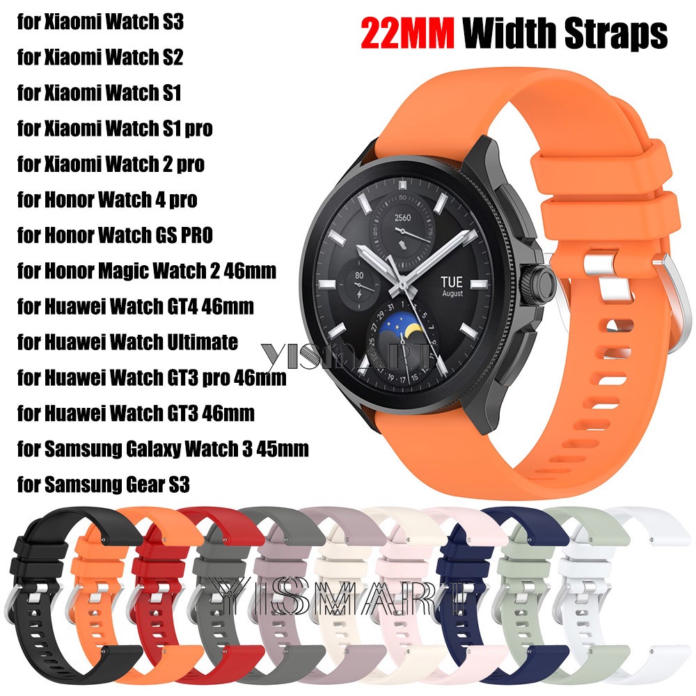 XIAOMI 22 毫米矽膠錶帶適用於小米手錶 S3 S2 S1、Watch 2 pro 運動錶帶,適用於 Honor