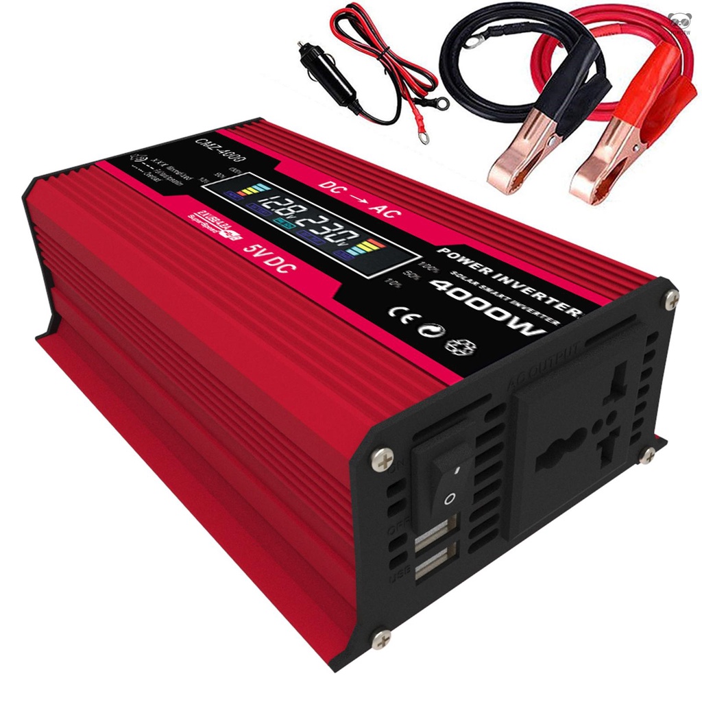 紅色   至尊 12V轉220V逆變器（標貼4000W）額定功率300W  帶彩色電壓顯示屏