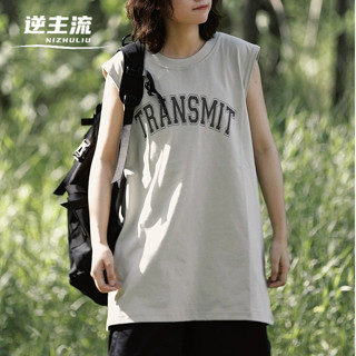現貨特價 卡其M 日系復古字母印花背心 美式休閒寬鬆打底背心 ins潮流運動背心 港風百搭圓領潮流男女休閒無袖T恤