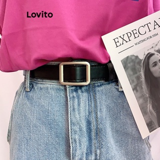 Lovito 女士休閒素色基本款皮帶 LFA01068 (黑色)