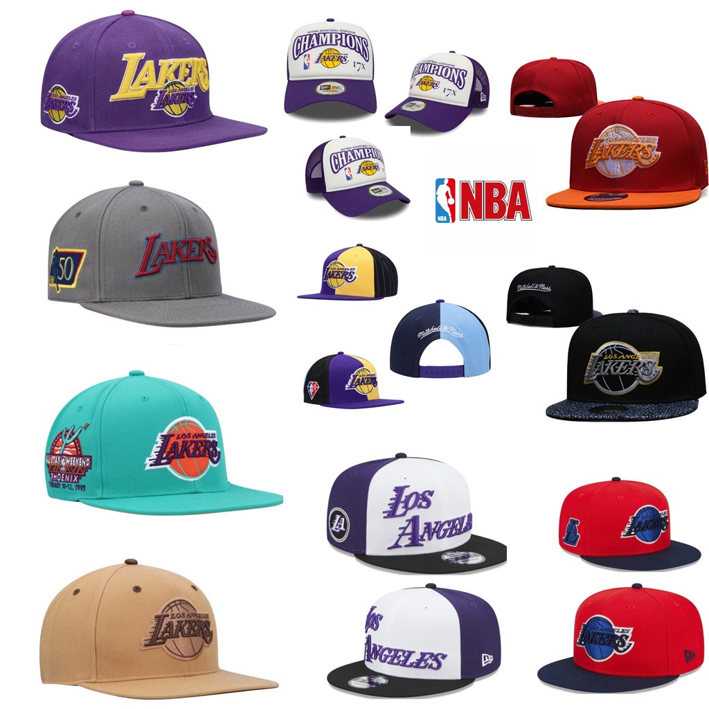 2023 年 10 款 NBA 可調節帽子湖人隊嘻哈時尚可調節帽子太陽帽平邊弧形帽簷