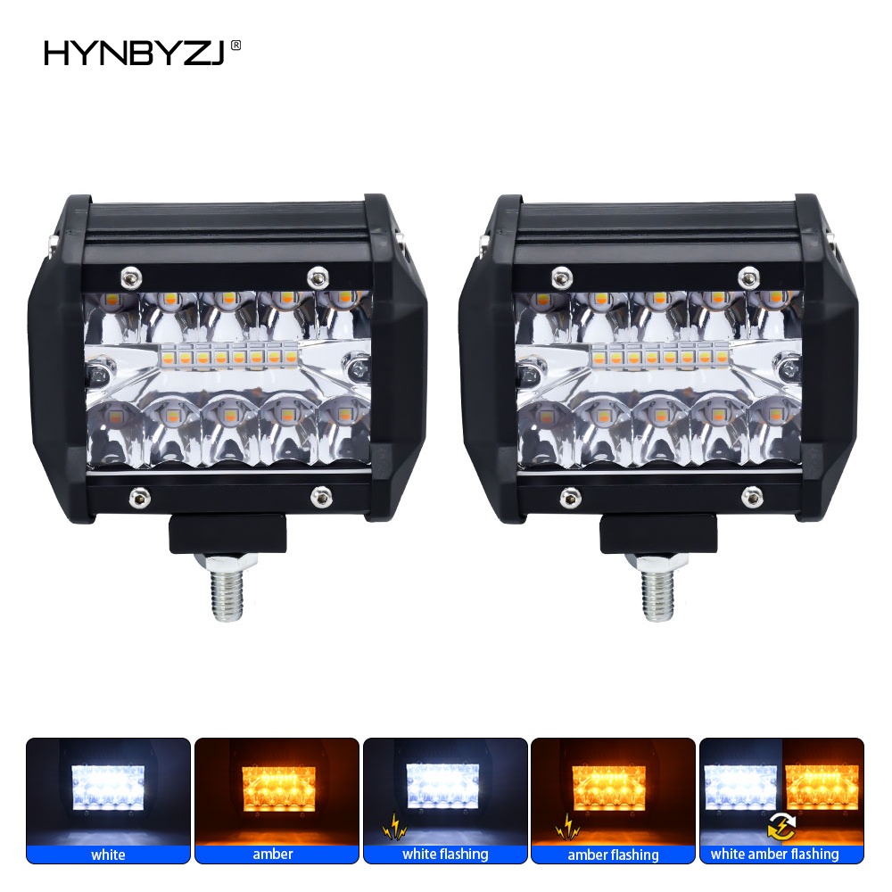 Hynbyzj 120W 汽車聚光燈 LED 越野工作燈 4 英寸方形霧燈適用於摩托車踏板車 4x4 卡車雪犁 SUV