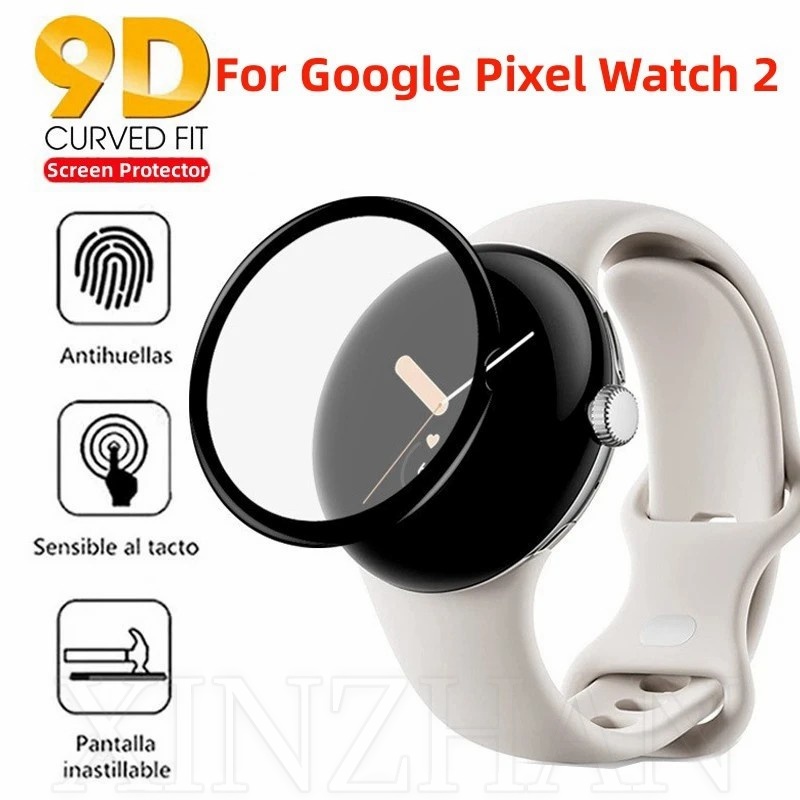 兼容 Google Pixel Watch 2 / 9D 全覆蓋曲面屏幕保護膜 / 非玻璃屏幕保護膜 / 防指紋防刮智能