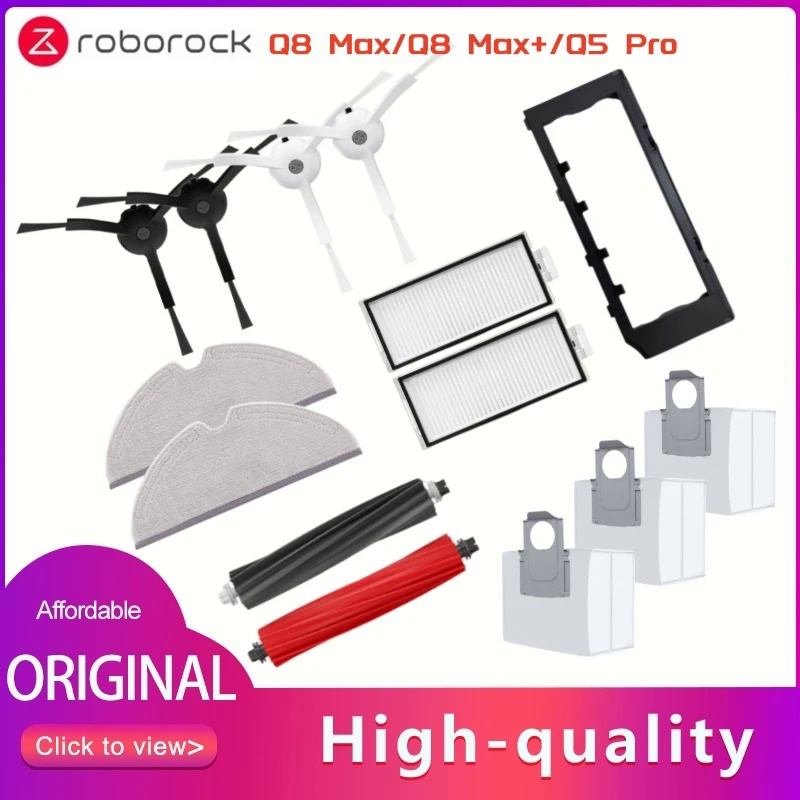 原裝 Roborock Q8 Max 配件主刷拖把 HEPA 濾塵袋適用於 Roborock Q5 Pro / Q5 P