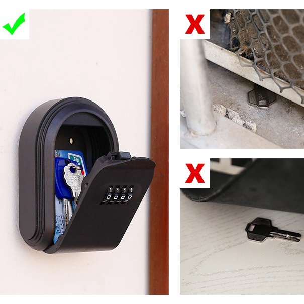 鑰匙鎖盒,便攜式 4 位密碼密碼箱壁掛式鑰匙儲物盒,用於房屋鑰匙,可重置密碼保險箱安全鎖盒,用於家庭辦公室公寓備用鑰匙存