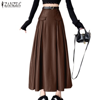 Zanzea 女式韓國裝飾口袋翻蓋褶襉側拉鍊超短裙