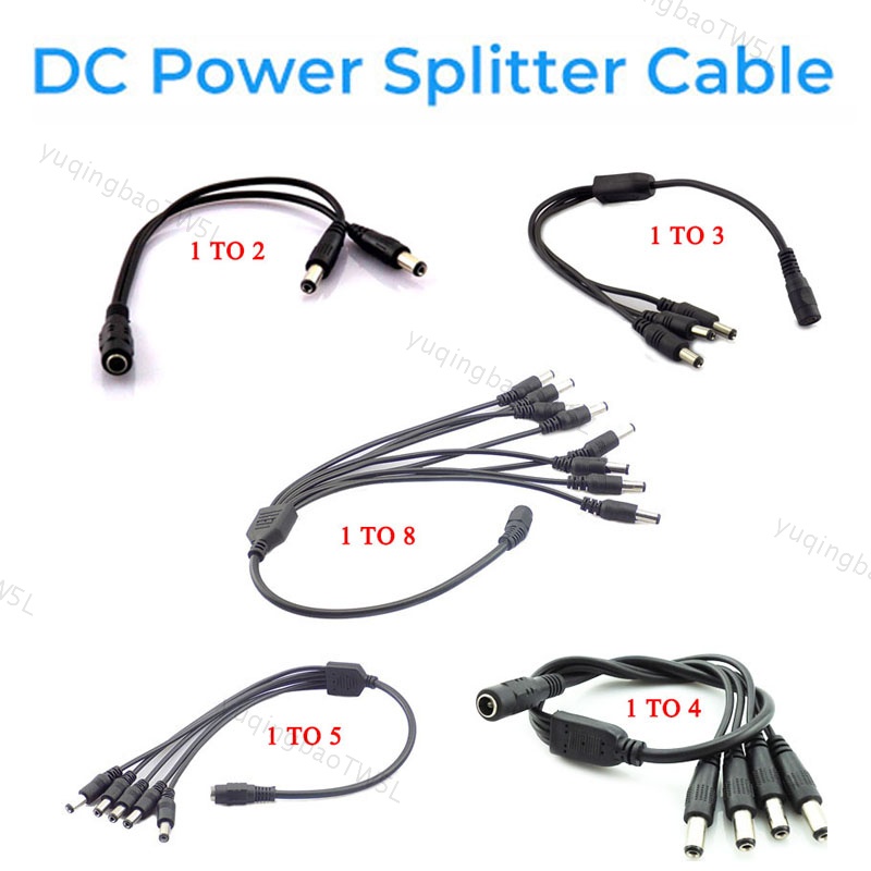 Dc 電源分配器插頭電纜 2.1*5.5mm 1 母對 2 公,用於閉路電視安全攝像機配件電源適配器 12V TW5L