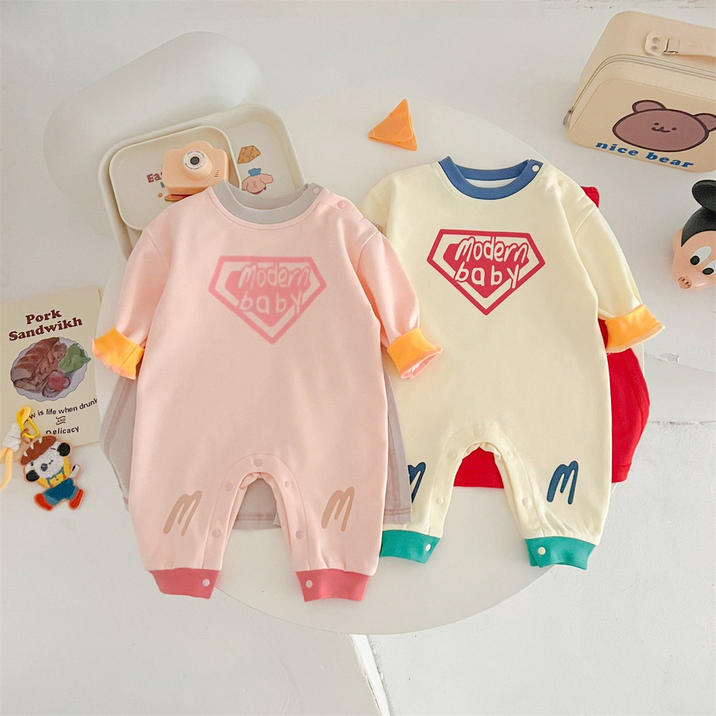 【現貨】2024春款嬰兒衣服modern baby小超人造型服連身衣披風套裝 潮款男女寶寶造型連身衣外出服