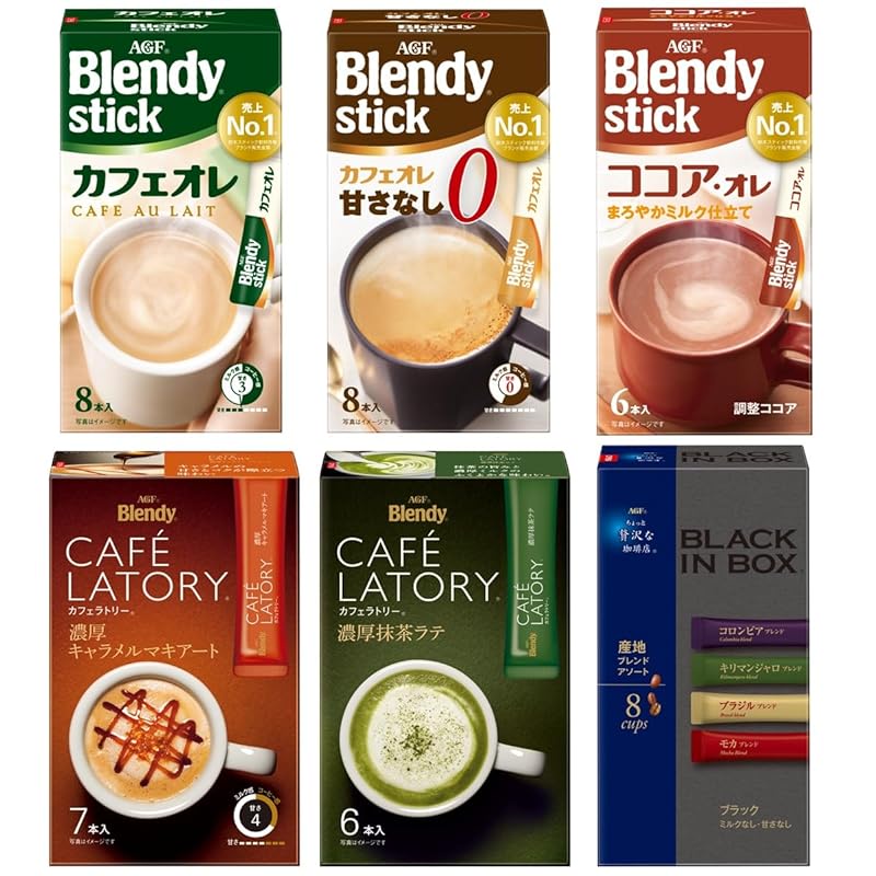 [日本直送]Amazon.co.jp独家] AGF Blendy Stick Café Latte小号6种咖啡棒 [棒状