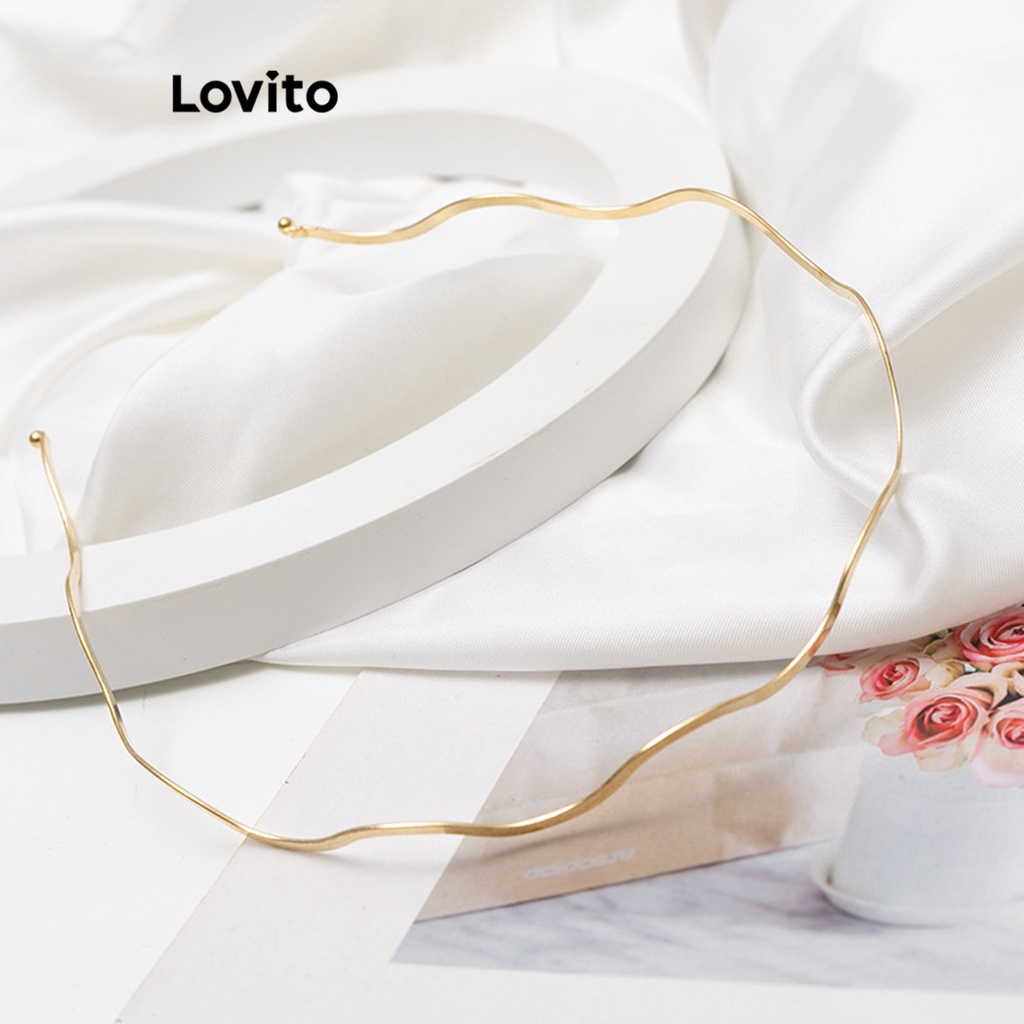 Lovito 休閒素色優雅簡約金色女式髮帶 L63AD063 (金色)