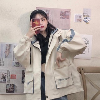 ✨Ruby's shop 春秋季工裝外套女韓版寬鬆BF百搭學生原宿風復古ins潮