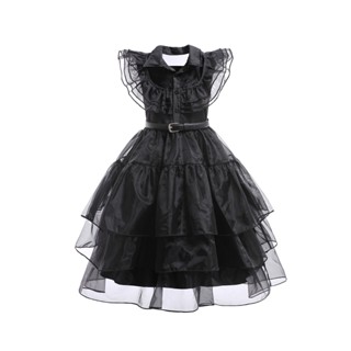 萬聖節服裝優選 亞當斯一家黑色禮服紗裙成人萬聖節角色扮演服女童洋裝舞臺裝