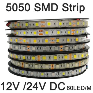 5 米 DC12V 24V SMD 5050 Led 燈條 60LEDs/m 柔性裝飾照明 IP20 IP65 防水 L