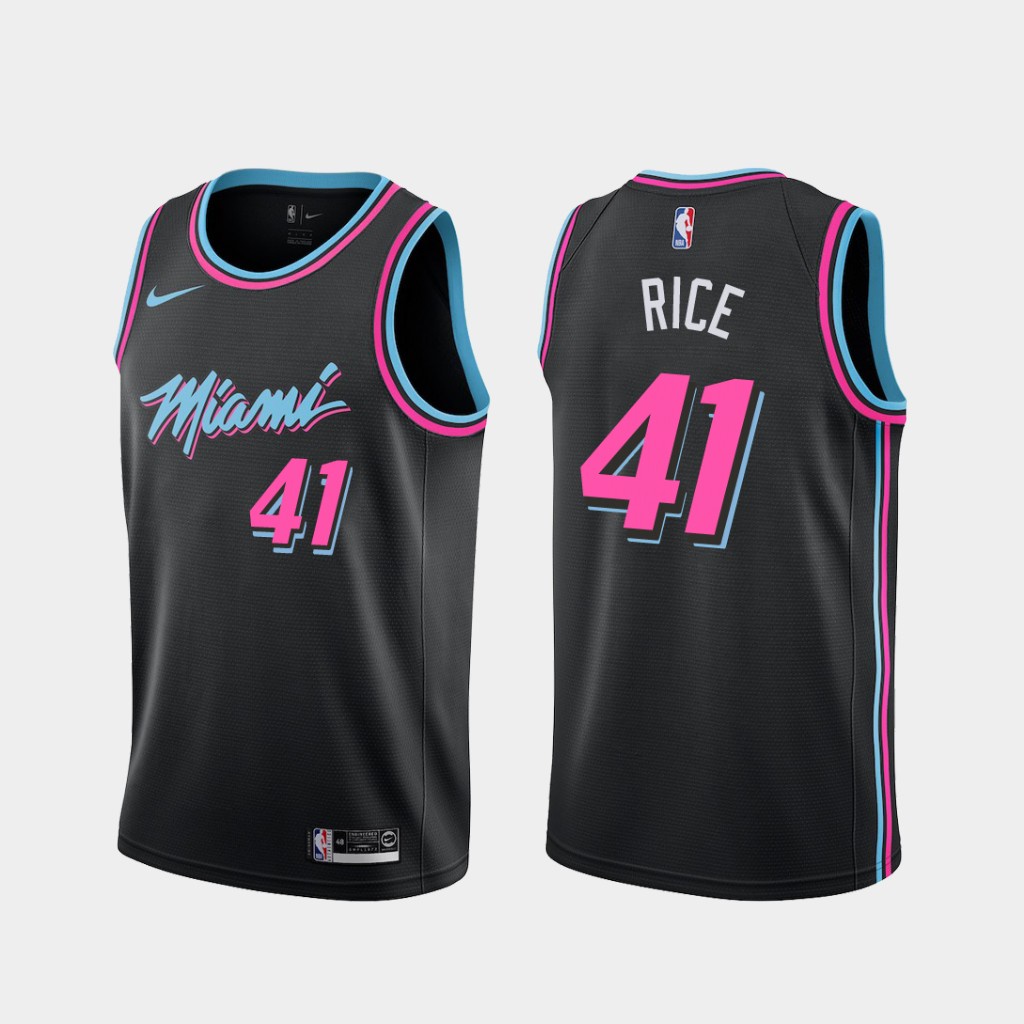 Nba 熱壓男士黑色邁阿密熱火 #41 Glen Rice 2019-20 城市版球衣