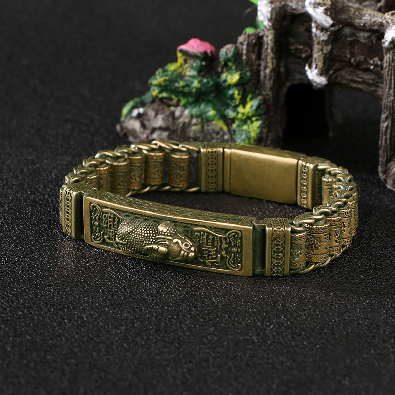 跨境外貿熱銷黃銅貔貅手錶鏈男國潮復古黃銅鏈子仿古做舊飾品批發