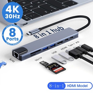 8 合 1 USB C 轉 1000M 100M 局域網 RJ45 HDMI HUB Type C 分配器 4K Thu