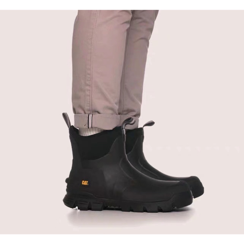 CAT卡特高品質安全雨鞋 買就送襪子一雙 耐用大牌短筒橡膠雨鞋防水防滑工作膠鞋舒適釣魚鞋保暖水靴