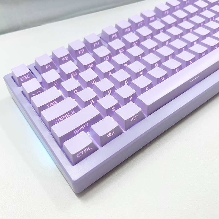 高級紫色側刻半透明 PBT 鍵帽 OEM 高微磨砂材料機械鍵盤鍵帽