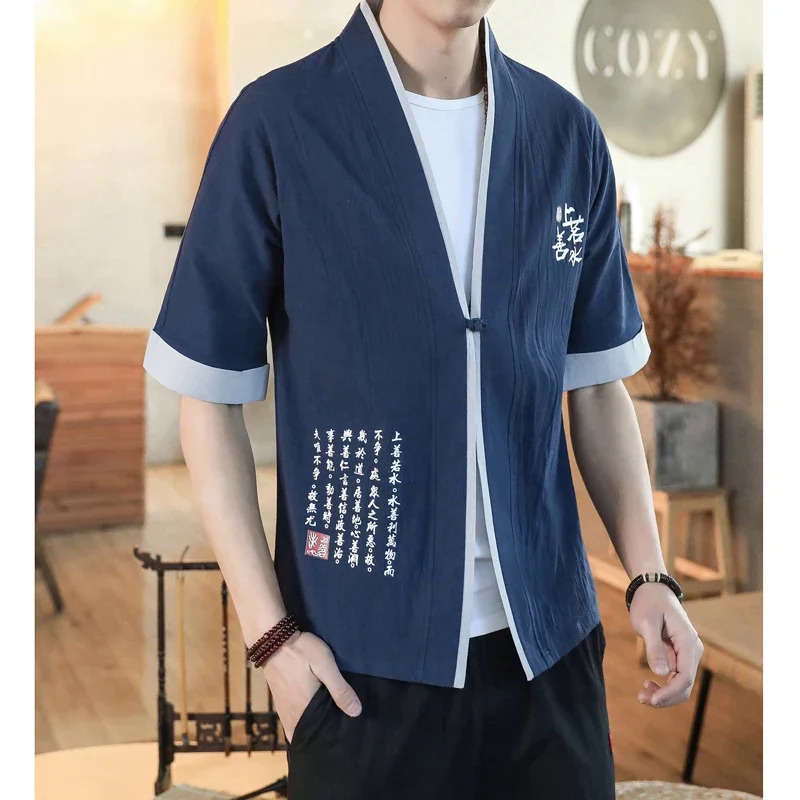 日式襯衫男和服中式和服短袖新品日本街頭服飾原宿和服