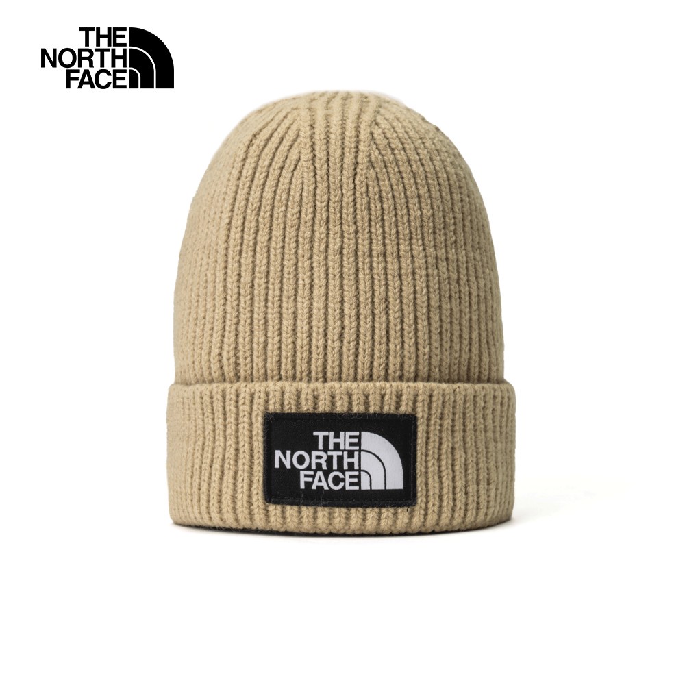 The North Face北面兒童卡其色LOGO布標保暖針織毛帽｜7WGCLK5