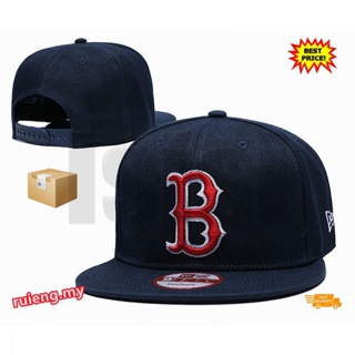 ✔️ 經典時尚帽 MLB 波士頓紅襪隊 Snapback 帽男式女式帽子戶外運動嘻哈帽帶可調節肩帶