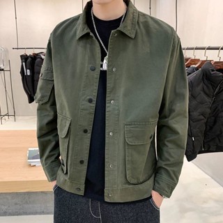男士休閒衣服 春秋外套 男秋季韓版潮流工裝夾克 男2023新款男裝秋裝
