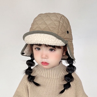韓版時尚兒童秋冬毛絨短簷套頭帽 男女童防風護耳保暖