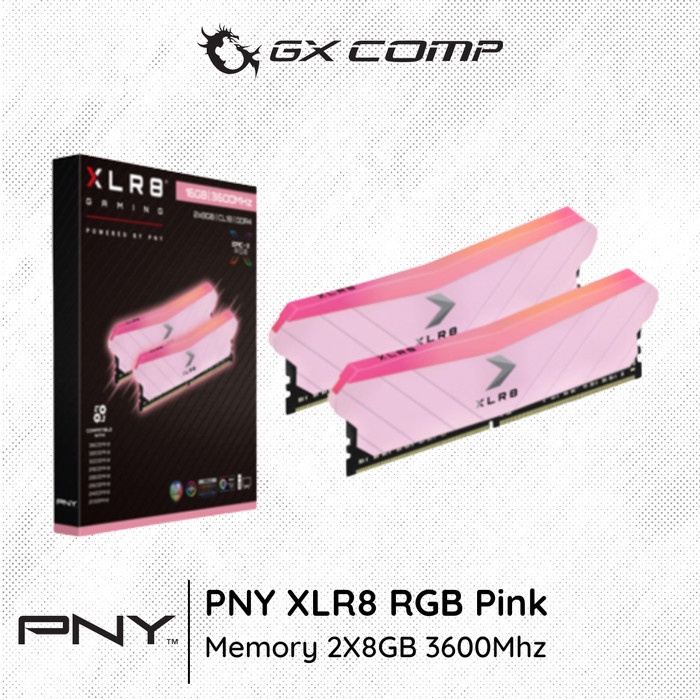 Pny XLR8 遊戲 RGB DDR4 2X8GB 3600mhz 粉色內存 16GB PC 3600