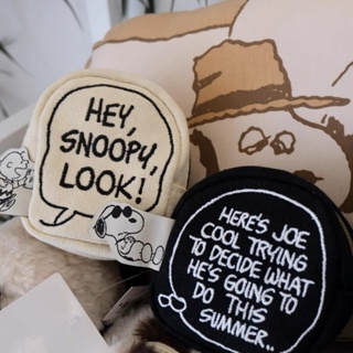 史努比化妝包 Snoopy零錢包 口紅收納包 查理布朗對話框創意卡通刺繡帆布